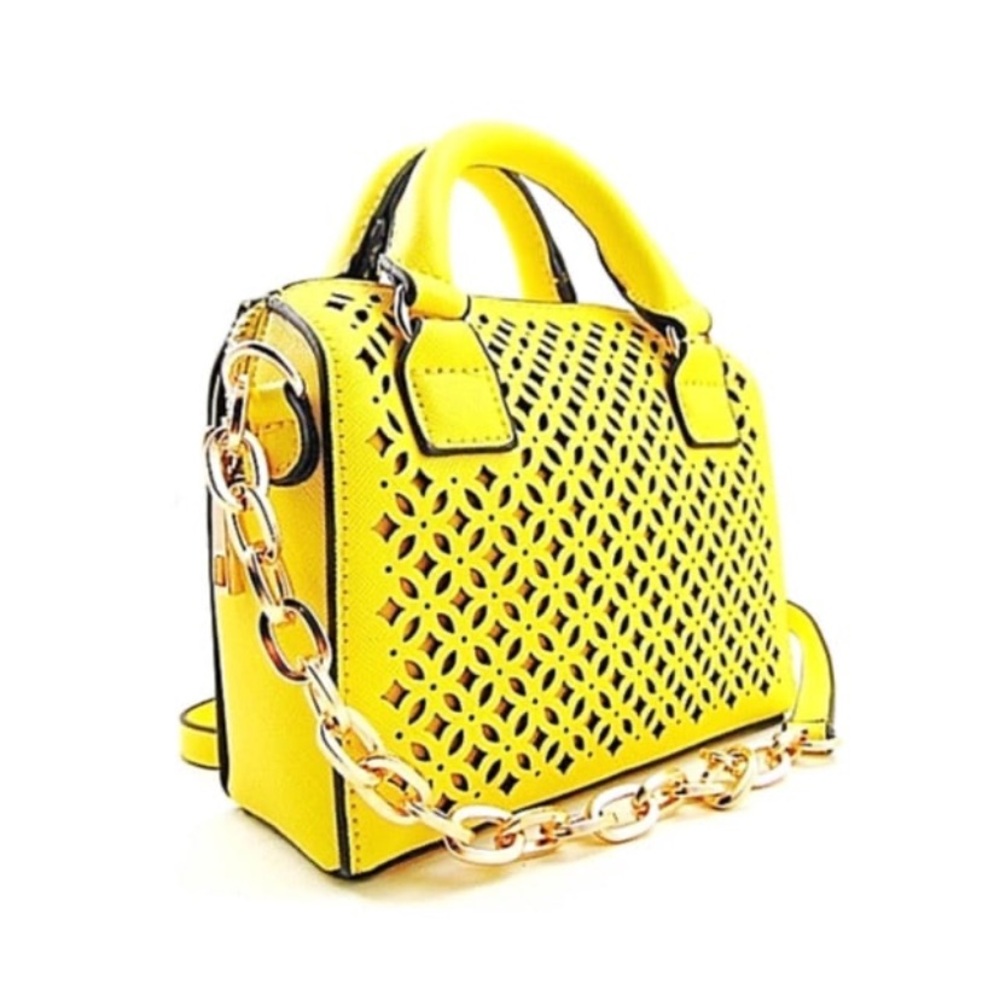 MMS Purse Yellow Laser-cut Petite Small Size Satchel / Cross Body — handbag